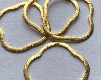 Brushed Quatrefoil Pendant Charm, 24k Gold Vermeil or Sterling Silver, 28mm