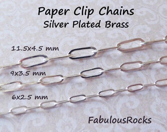 Silver Paper Clip Chain Paperclip Chain Rectangle Oval Cable Link Paper Clip Cable Chain Bulk Jewelry Chain Wholesale, 2.5-3.5-4.5 mm  ub1 q