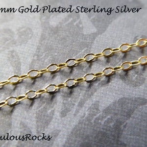 GOLD Chain, 2X1.5 mm Flat Cable, 18k Gold Plated over Sterling Silver, jewelry making supplies, Wholesale bulk chain ss V88 tpc ib s88 image 2