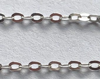 Sterling Silver Plated Cable Chain Necklace - Delicate Oval Link Chain