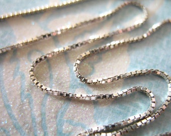 1-100 ft, Sterling Silver Chain, 0.8 mm BOX Chain, Jewelry Necklace Chain Wholesale / petite dainty unfinished SS..S868..hp