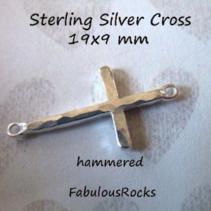 May include: Sterling silver cross pendant, 19 x 9 mm, with a hammered finish.