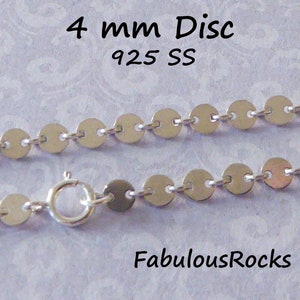 4 mm SEQUIN  Chain, DISC Chain, Sterling Silver or Gold Fill Round Disk Necklace Bracelet Choker Chain d88 done
