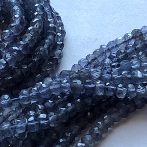 IOLITE Rondelles Beads / 1/2 Strand, Luxe AAA, 3- 3.5 mm / Water Sapphire, Faceted Iolite / brides bridal weddings something blue.. solo