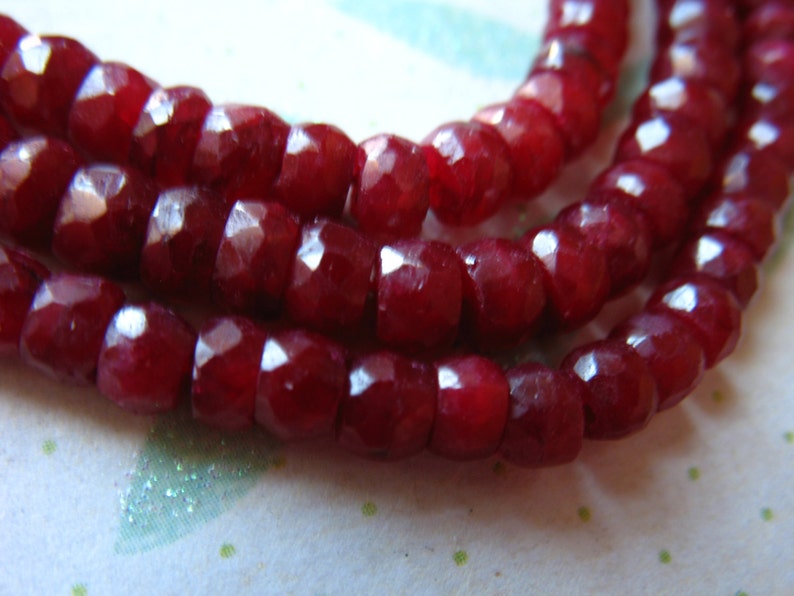 10-50 pcs / Luxe AAA RUBY Beads Rondelles, 3-3.5 mm, Oxblood Scarlet Red / faceted, July birthstone, brides bridal tr r 34 ox drr image 3