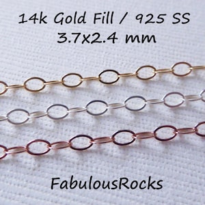 1-100 feet, 14k 14kt Gold Filled Chain by the foot, 3.7X2.4 mm, Flat Cable, Necklace Jewelry Wholesale Unfinished Bulk Chain m3 MGF3 fcc