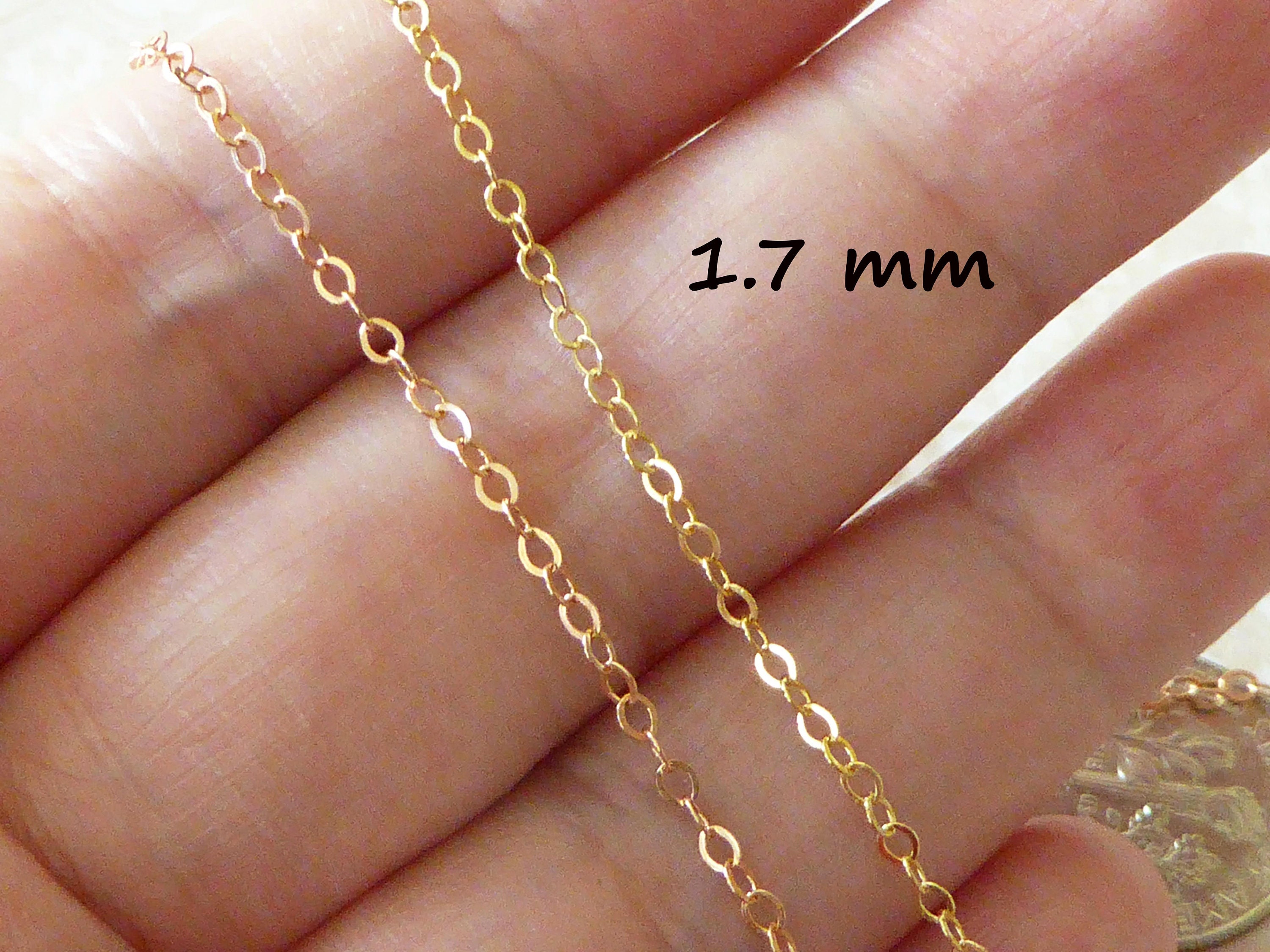 Gold Chain, 14k Gold Fill Cable Chain, Flat Cable Trace Chain, 1.7