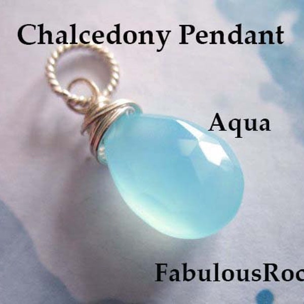 CHALCEDONY Pendant Charm Add a Dangle Jewelry / AQUA Aquamarine BLUE, March Birthstone / Gift for Her Bridesmaids Mother Friend / gdcc.p.1