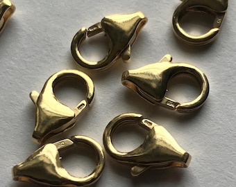 Cierres de mosquetón chapados en oro de 14k, extragrandes (12x7,5 mm), componentes para joyería.