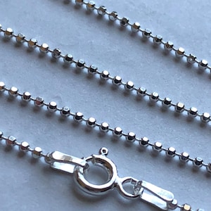 1-50 pcs / 16&quot;  inch, Sterling Silver BALL Chain, 1 mm Diamond Cut Ball Chain, Finish Necklace Chain, wholesale jewelry supply  d33.16 hp