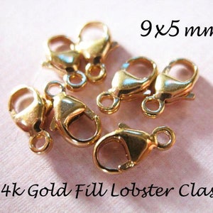 14k Gold Filled Lobster Claw Clasps, Lobster Clasps Trigger Clasps Bulk, 5-50 pcs, 9x5 mm, finish small petite chains  fc.s lc.2