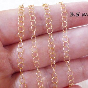 14k Gold Filled Chain by the Foot, 3.5 mm Round Circle Necklace Chain, Extender Chain Jewelry Chain Bulk Unfinished Chain m9 mgf9 image 3