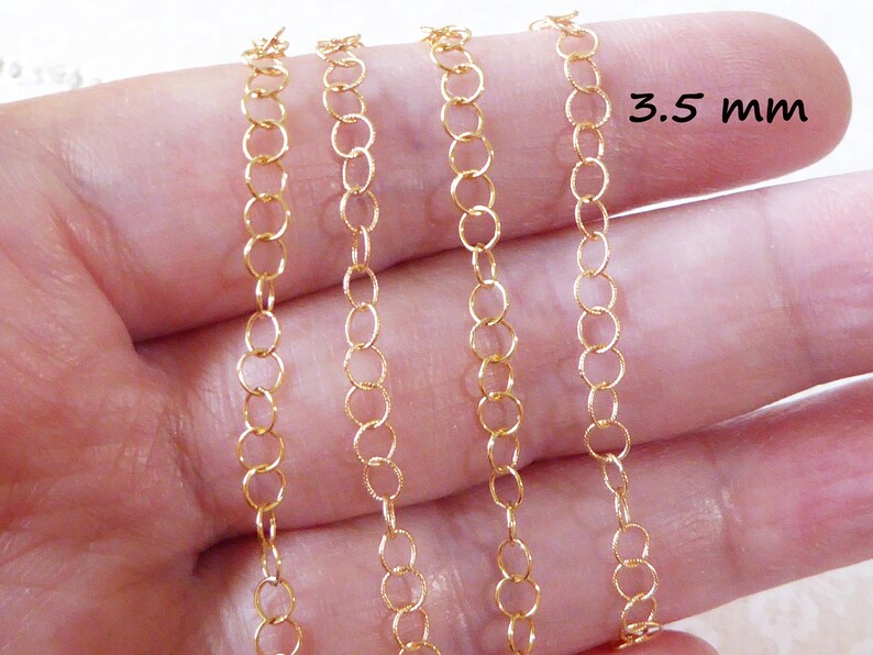 14k Gold Filled Chain by the Foot, 3.5 mm Round Circle Necklace Chain, Extender Chain Jewelry Chain Bulk Unfinished Chain m9 mgf9 image 3