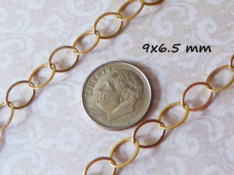 Gold Chain, 14k Gold Fill Cable Chain, Flat Cable Trace Chain, 1.7