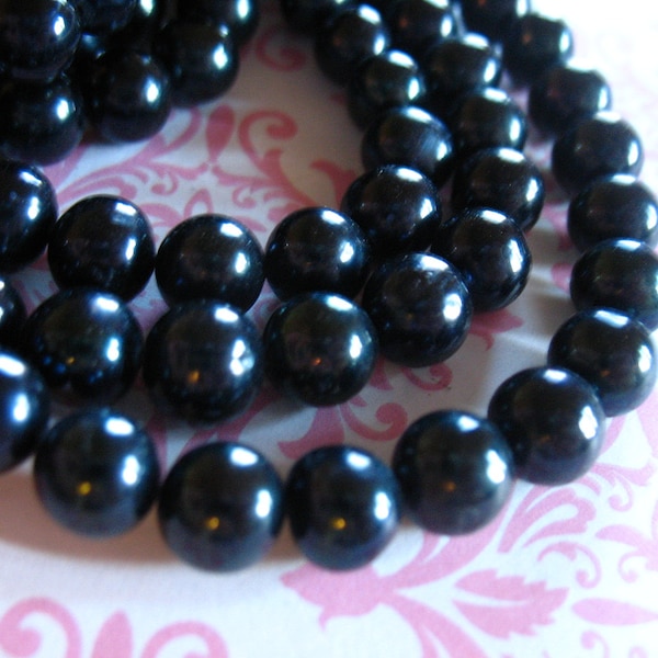 1/2 Strand, 7-8 mm, Freshwater Pearls, Fresh Water Round Pearls, Cultured Pearls, Luxe AA, Black Pearls, great for bridal designs rb 788