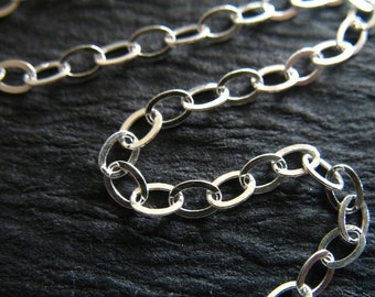 Sterling Silver Flat Cable Chain: 2.6mm Wholesale Bulk Chain