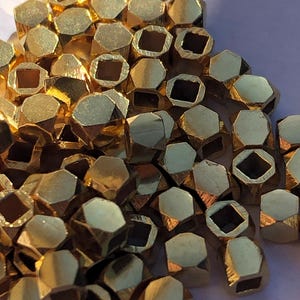 25-250 pcs / Gold Cube Beads Bulk, 3 mm 24k Gold Vermeil Spacer Beads, Faceted Solid Cube Square Beads, wholesale vsb3 sb