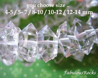 Herkimer Crystals Diamonds 6-8  8-10 10-12  12-14mm Herkimer Nuggets Quartz Bead / Double Terminated Gemstone Gems, wholesale, S M L XL