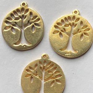 Tree of Life Pendant Charm, 24k Gold Vermeil Family Tree, LARGE, 17x15x1 mm, woodland nature art only tol17