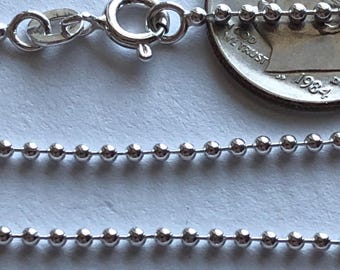 Sterling Silver Ball Chain Necklace, 1.5mm Bead Chain, choose length