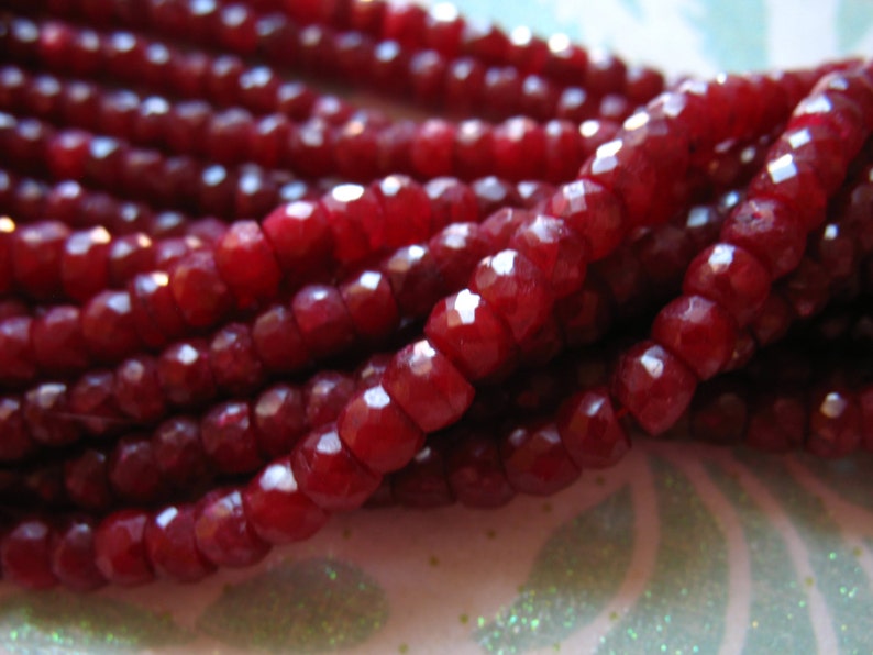 10-50 pcs / Luxe AAA RUBY Beads Rondelles, 3-3.5 mm, Oxblood Scarlet Red / faceted, July birthstone, brides bridal tr r 34 ox drr image 1