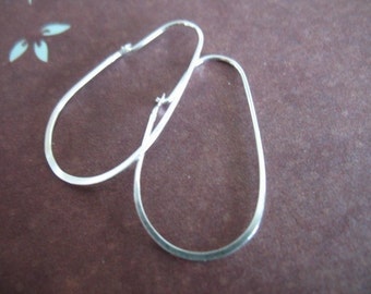 1-25 pairs / Sterling Silver HOOP EARRINGS Earwires Ear Wires  Elongated Hoops, 30x16 mm / U shaped interchangeable hoops ihm ih ee