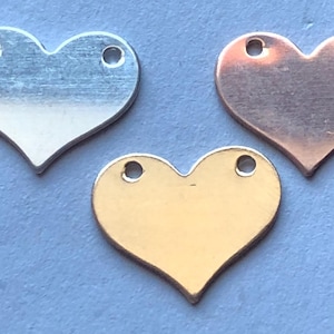 1 tot 25 stuks, hart bedel hart hanger hart metaal blanco / 13 x 11 mm, 14k goldfill of sterlingzilver / Charlize Theron-ketting ct.13 p gdc