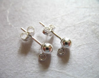 1-10 pairs, Sterling Silver or Gold Fill BALL POST Earrings Earwires, 4 mm ball.. post and clutch, wholesale findings hp p4
