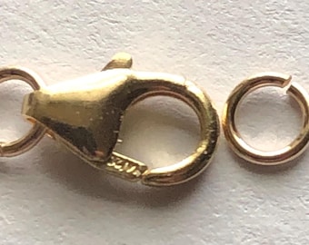 Juego de cierres de langosta chapados en oro de 14k para la fabricación de joyas (12,5 x 5 mm)