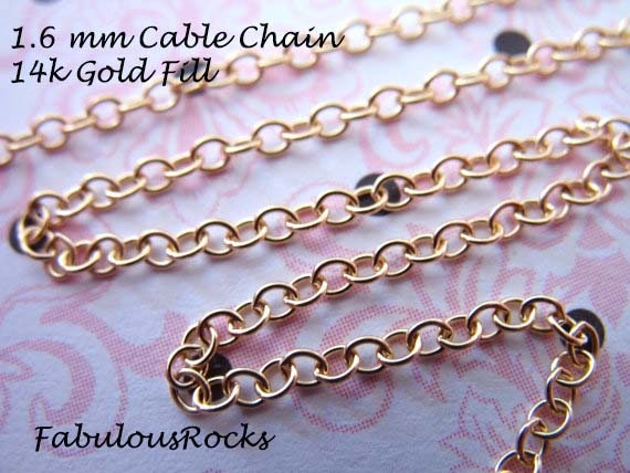 14K Gold Filled Flat Cable Chain 1.6x2.1 mm