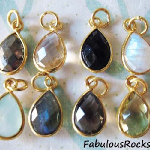 1100 Pcs / Gemstone Pendant Charm Teardrop Tear Drop Bezel Etsy