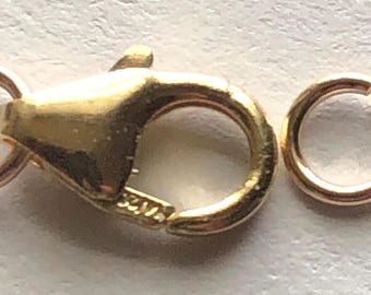 Zestaw zapięć typu homar wypełnionych 14-karatowym złotem, artykuły jubilerskie (12,5 x 5 mm)