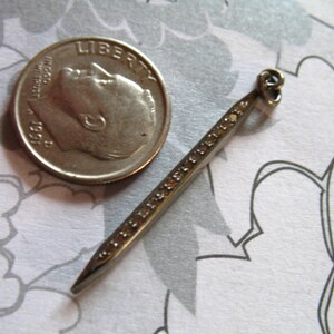 Diamond Sterling Silver Spike Pendant Charm, Medium Diamond Spike Pendant, 38x2.1 mm, vintage antique solo pp image 2