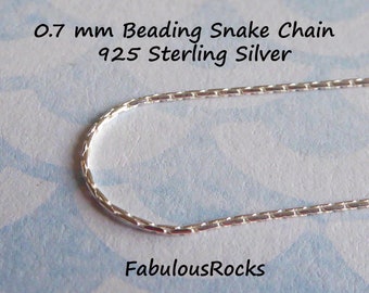 0.70 mm Sterling Silver SNAKE CHAIN, Beading Chain, Bulk Footage Necklace Chain, Wholesale Unfinished Jewelry Chain solo s77 ss q