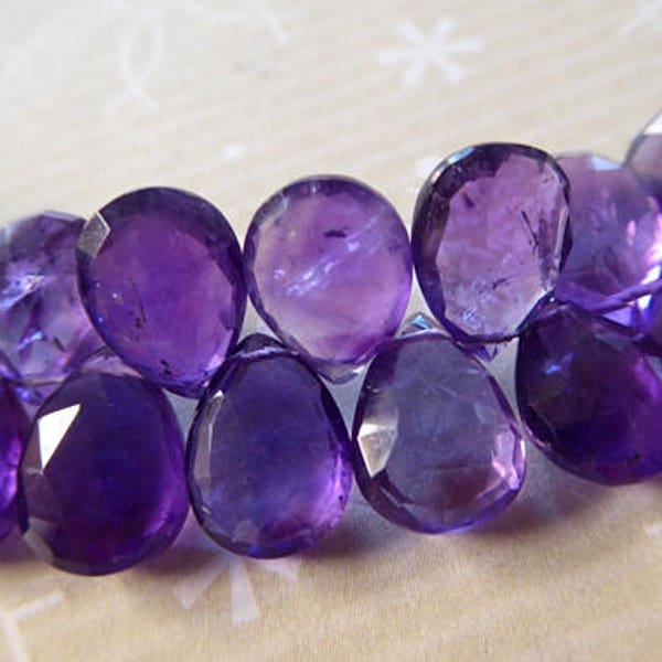 AMETHYST Pear Briolettes Beads / AAA, 9-11 mm, 2-20 pcs / Purple Amethyst, faceted / brides bridal wholesale gems february birthstone 911 tr