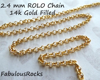 14k Gold Filled Rolo Chain: 2.4mm Heavy Belcher Chain
