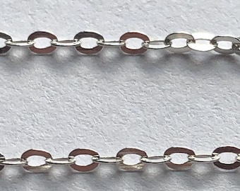 Sterling Silver Plated Cable Chain Necklace - Delicate Oval Link Chain