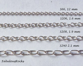 Sterling Silver Round Cable Chains,  Bulk Pricing, 1.2-2.1mm