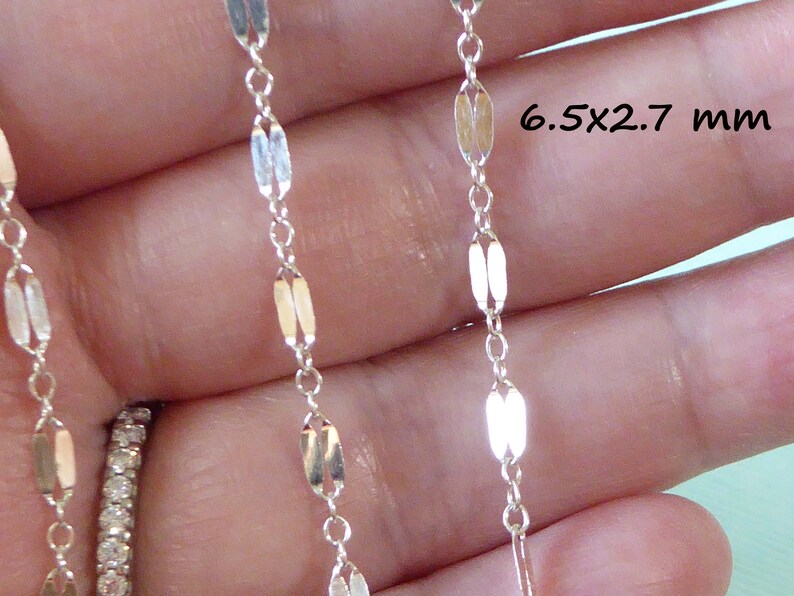 6.5x2.7 mm Sterling Silver Dapped Long and Short Chain Double Bar SEQUIN Chain 14k Gold Filled or 925 SS Necklace Chain q mmss solo c m46