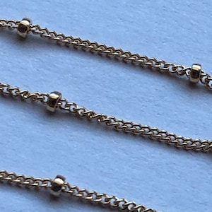 Gold Filled Chain SATELLITE SATURN Ball Chain / 1-100 feet, 10% less, 1.0 mm Curb Link Chain, 2 mm Ball -  ssgf sgf22
