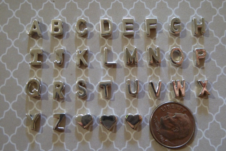 7 mm for custom mom personalize jewelry art ab Vermeil or Sterling Silver Initial Charm Alphabet Monogram Letter Pendant Charm Bead