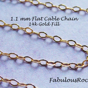 1-100 feet, Wholesale Gold Chain, Flat Cable Chain, 1.1 mm / 14k Gold Filled Chain 14k GF / dainty delicate petite chain, ssgf sgf15 tpc tsc