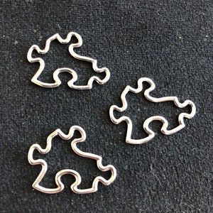 PUZZLE PIECE Charm Pendant, Sterling Silver, 1 pc, 25x20 mm, awareness, puzzle lovers, hobby activity  jjt wholesale