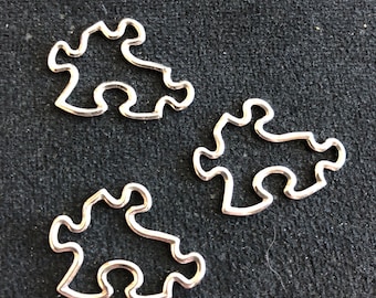 Colgante de plata de ley con forma de pieza de rompecabezas, 25 x 20 mm