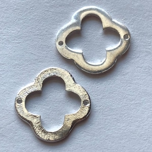 CLOVER Quatrefoil Links Connectors Pendants Charms, Brushed, 1-10 pieces, Sterling Silver, 15 mm, 2 holes - nquad15 art solo