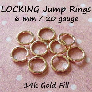 10-100 pc 14k Gold Filled LOCKING Jump Ring Jump Lock Jumpring Jumplock Bulk, Open 6 mm 20 gauge, Wholesale Jewelry Finding jr6 2t solo ool image 5