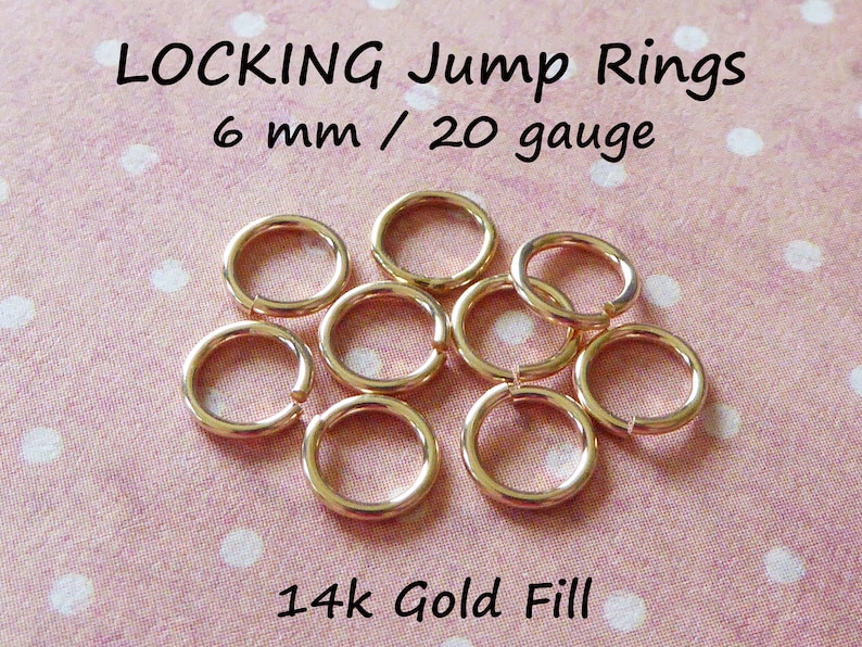 10-100 pc 14k Gold Filled LOCKING Jump Ring Jump Lock Jumpring Jumplock Bulk, Open 6 mm 20 gauge, Wholesale Jewelry Finding jr6 2t solo ool image 5