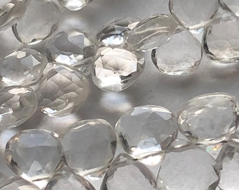 AAA Rock Crystal Quartz Heart Briolettes, Luxe Gemstone Beads (11-13.5mm)