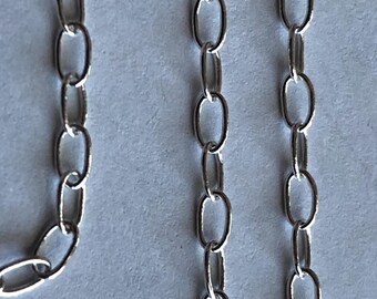 スターリングシルバー製ラウンドケーブルネックレスチェーン、3x2.5mm