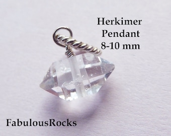 HERKIMER DIAMOND Pendant Charm Necklace, Raw Herkimer Jewelry  Handmade Gemstone Jewelry  April Birthstone Herkimer Gemstone Jewelry gd602